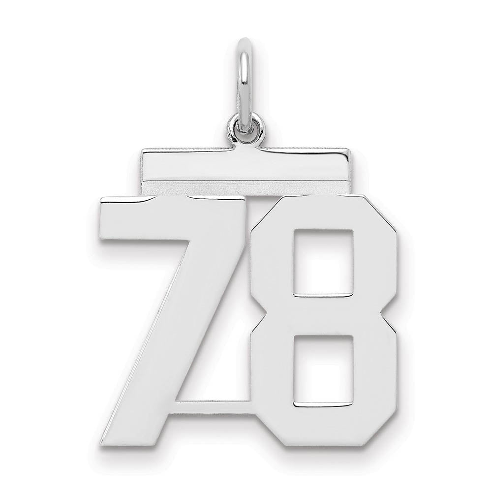 Sterling Silver, Athletic Collection Medium Polished Number 78 Pendant, Item P14042-78 by The Black Bow Jewelry Co.