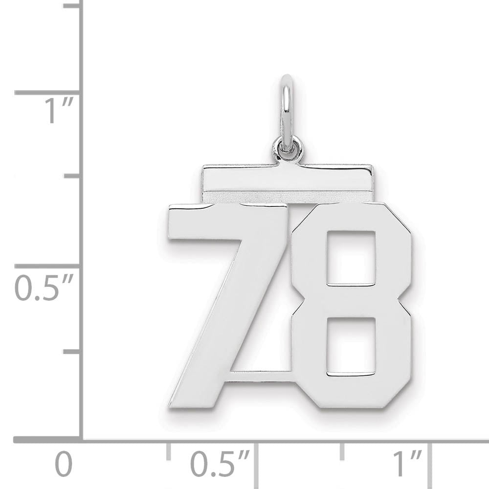 Alternate view of the Sterling Silver, Athletic Collection Medium Polished Number 78 Pendant by The Black Bow Jewelry Co.