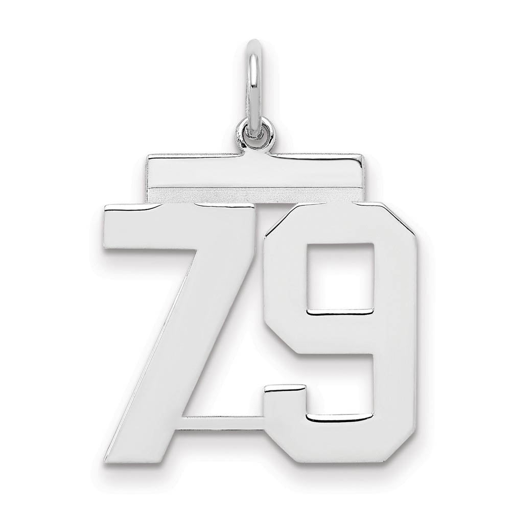 Sterling Silver, Athletic Collection Medium Polished Number 79 Pendant, Item P14042-79 by The Black Bow Jewelry Co.