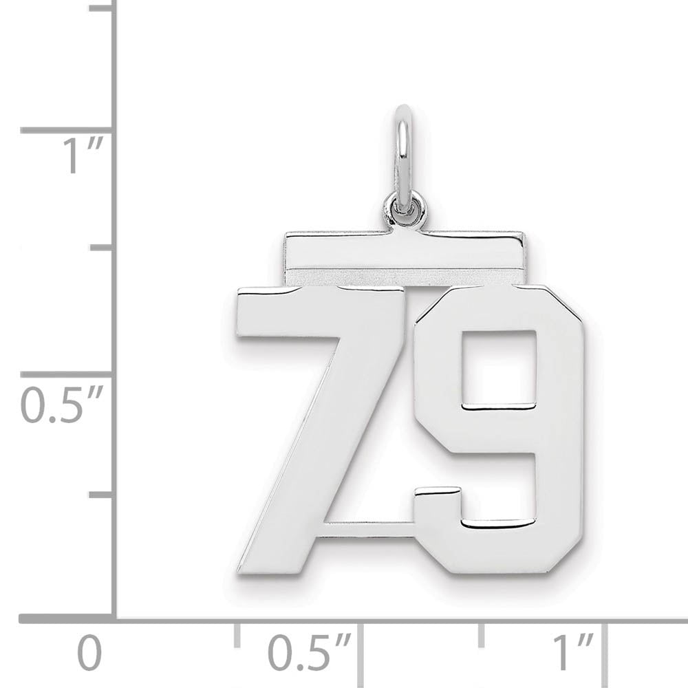 Alternate view of the Sterling Silver, Athletic Collection Medium Polished Number 79 Pendant by The Black Bow Jewelry Co.