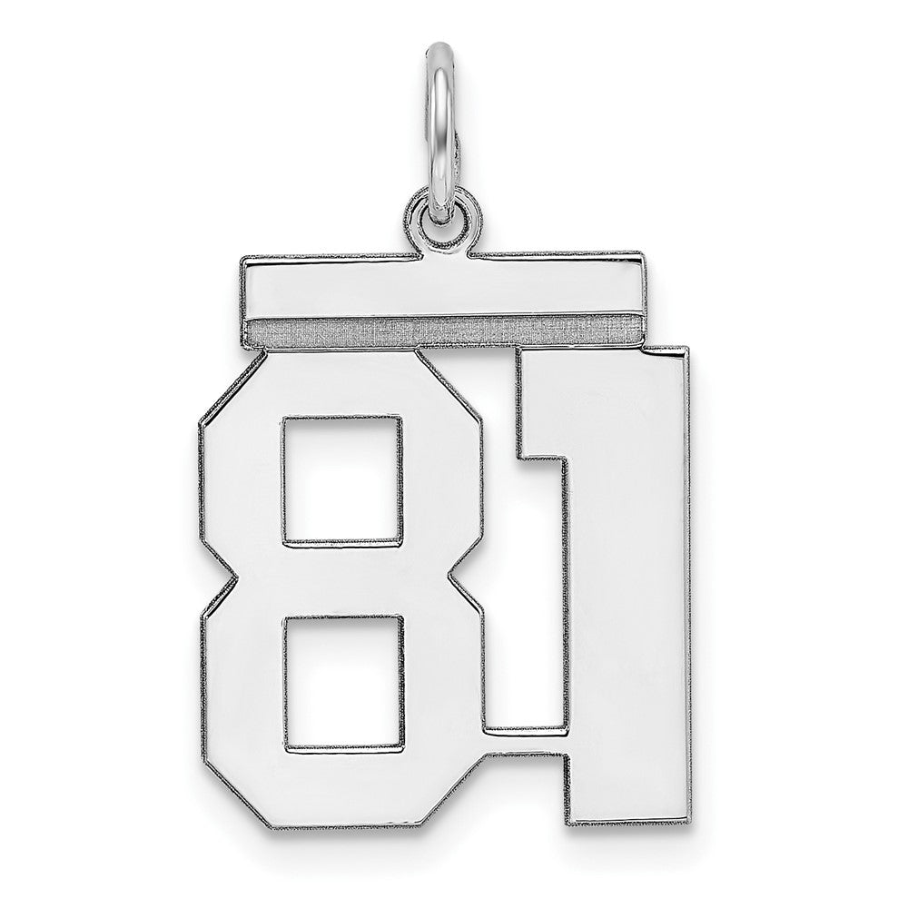 Sterling Silver, Athletic Collection Medium Polished Number 81 Pendant, Item P14042-81 by The Black Bow Jewelry Co.