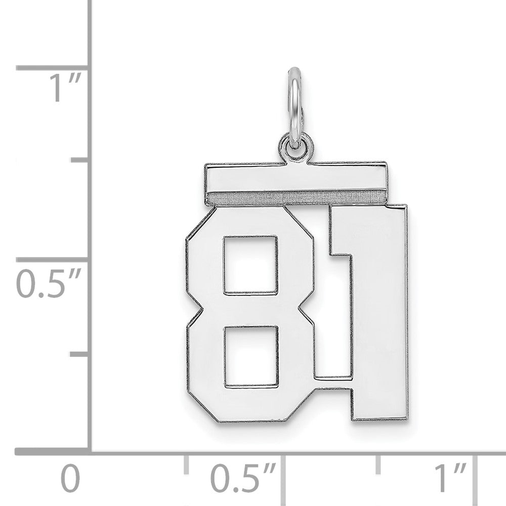 Alternate view of the Sterling Silver, Athletic Collection Medium Polished Number 81 Pendant by The Black Bow Jewelry Co.