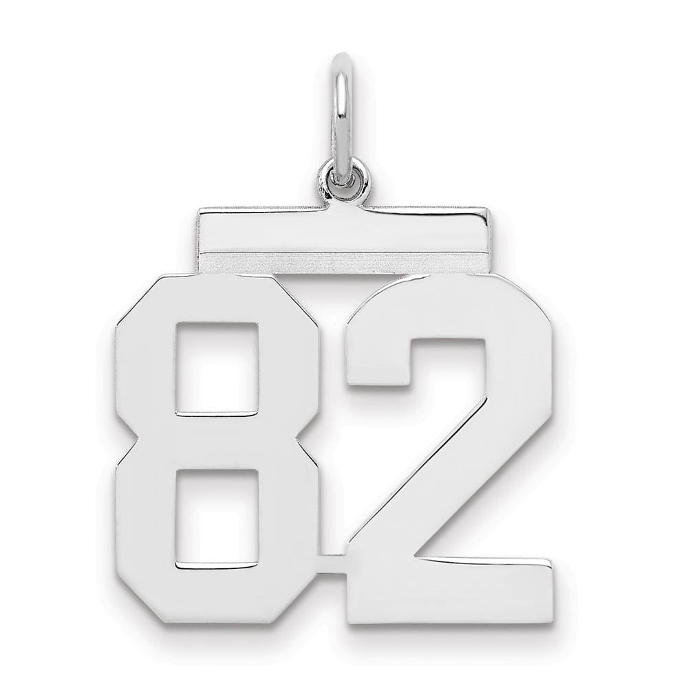 Sterling Silver, Athletic Collection Medium Polished Number 82 Pendant, Item P14042-82 by The Black Bow Jewelry Co.