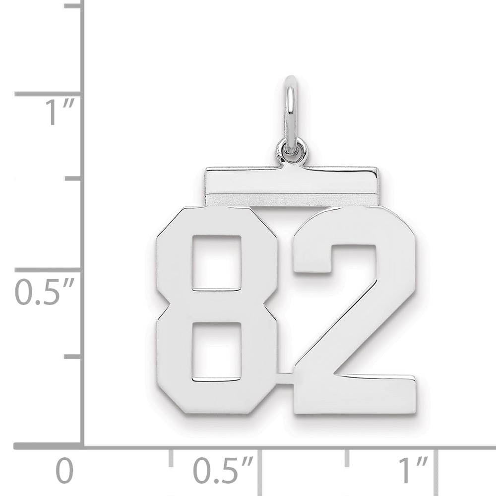 Alternate view of the Sterling Silver, Athletic Collection Medium Polished Number 82 Pendant by The Black Bow Jewelry Co.