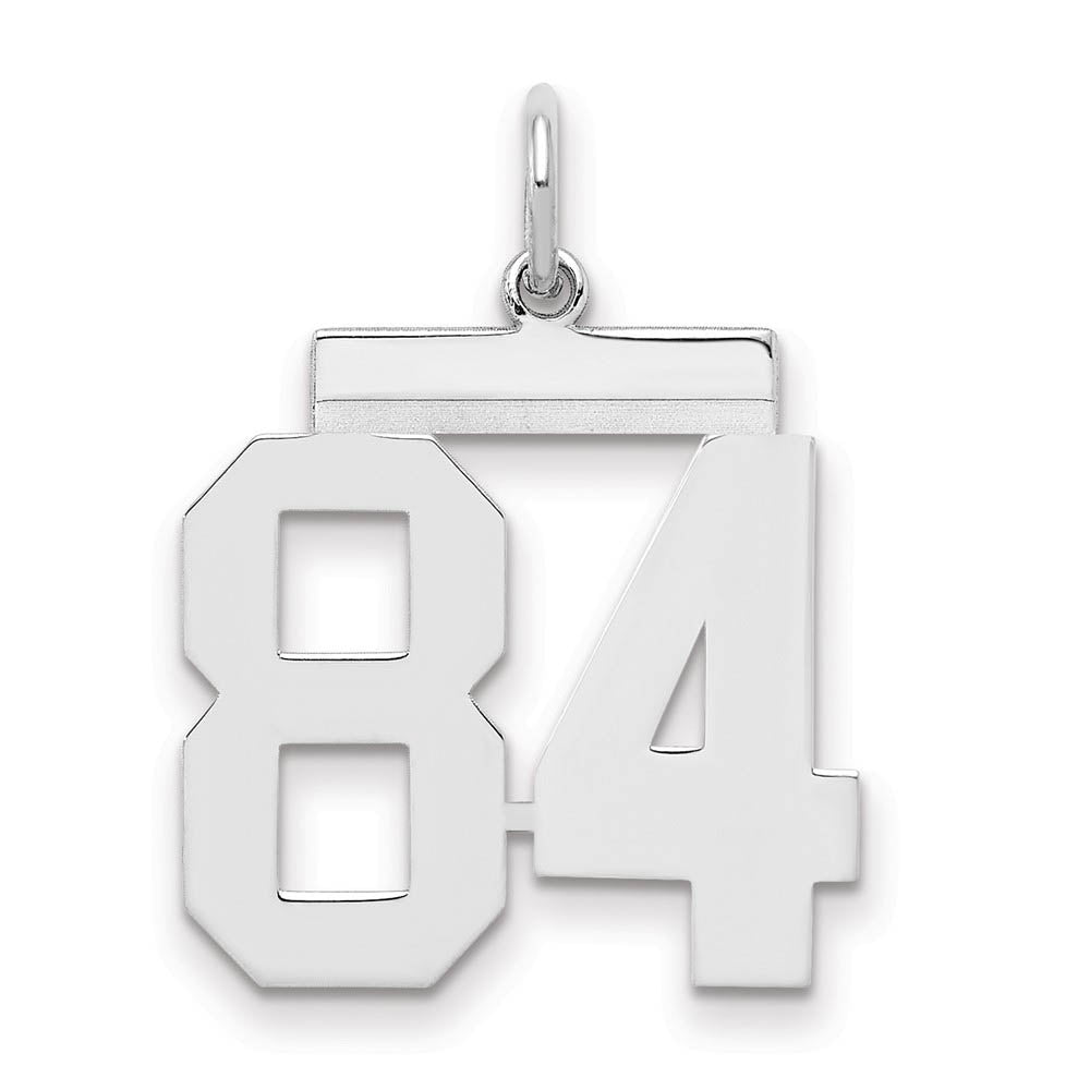 Sterling Silver, Athletic Collection Medium Polished Number 84 Pendant, Item P14042-84 by The Black Bow Jewelry Co.