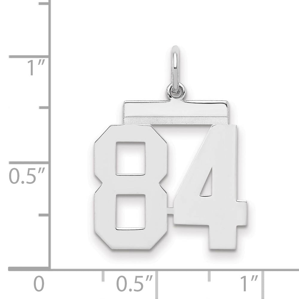 Alternate view of the Sterling Silver, Athletic Collection Medium Polished Number 84 Pendant by The Black Bow Jewelry Co.