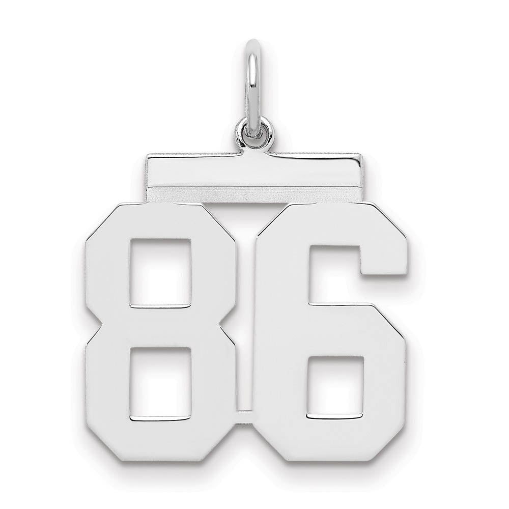 Sterling Silver, Athletic Collection Medium Polished Number 86 Pendant, Item P14042-86 by The Black Bow Jewelry Co.