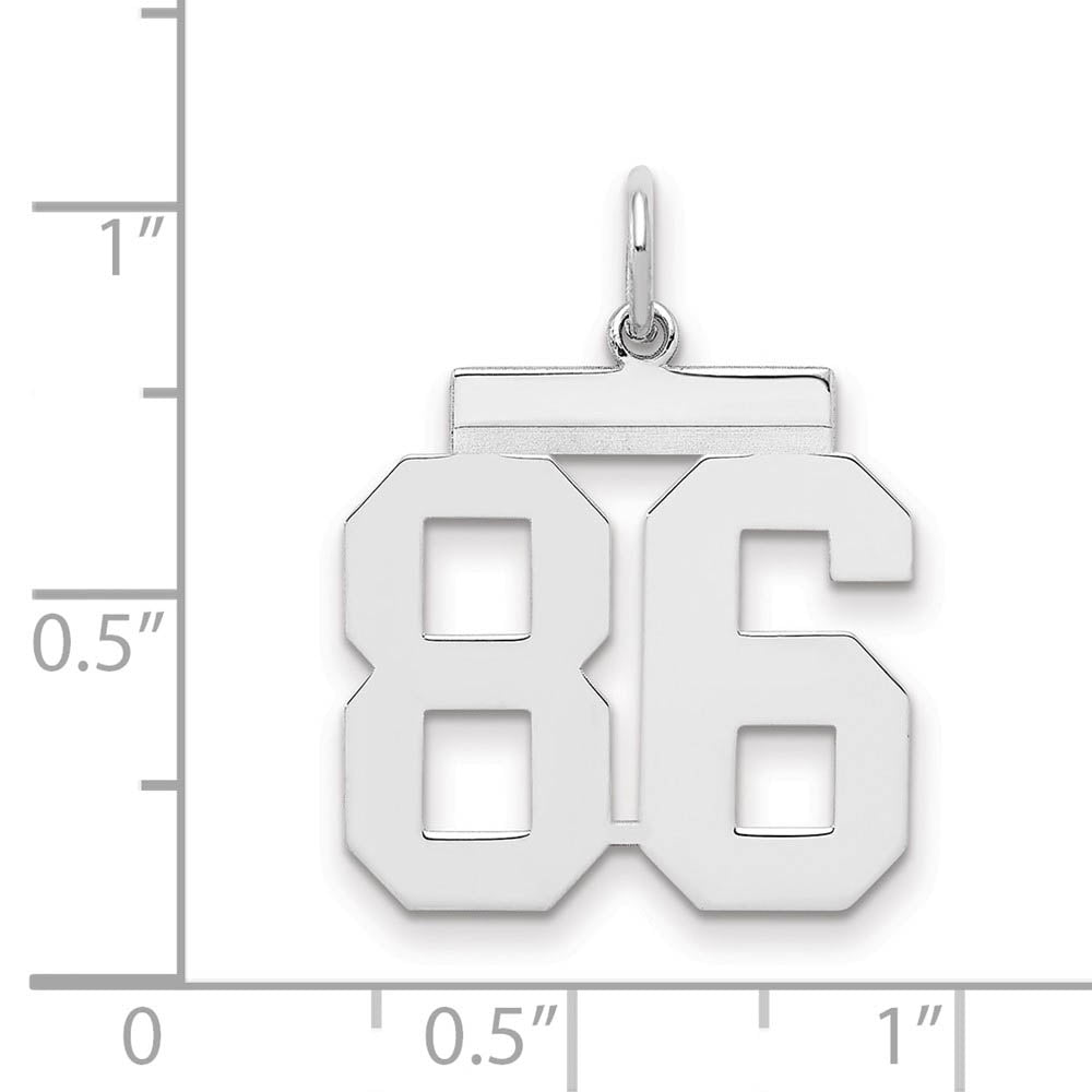 Alternate view of the Sterling Silver, Athletic Collection Medium Polished Number 86 Pendant by The Black Bow Jewelry Co.