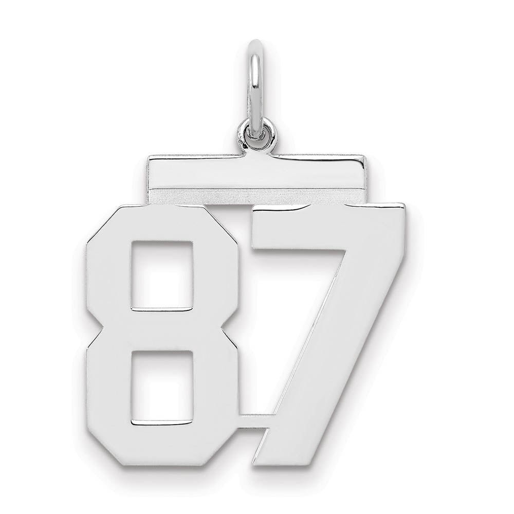 Sterling Silver, Athletic Collection Medium Polished Number 87 Pendant, Item P14042-87 by The Black Bow Jewelry Co.