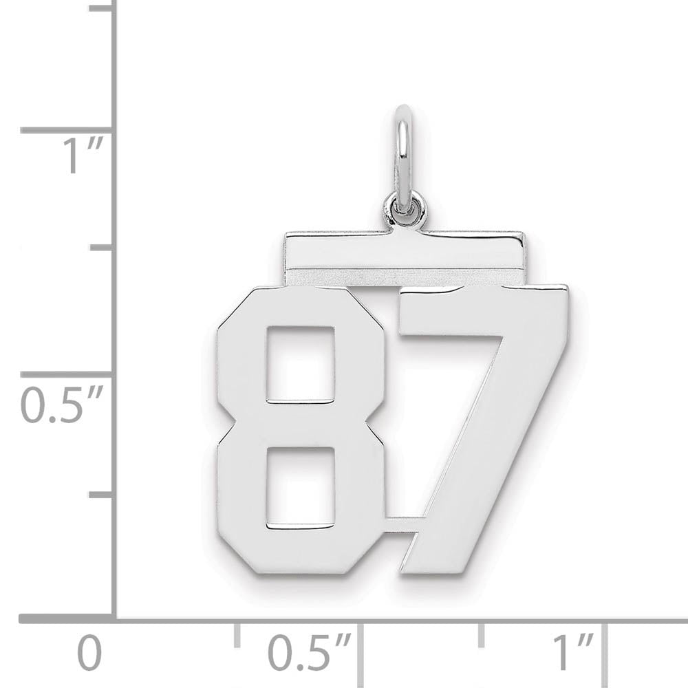 Alternate view of the Sterling Silver, Athletic Collection Medium Polished Number 87 Pendant by The Black Bow Jewelry Co.