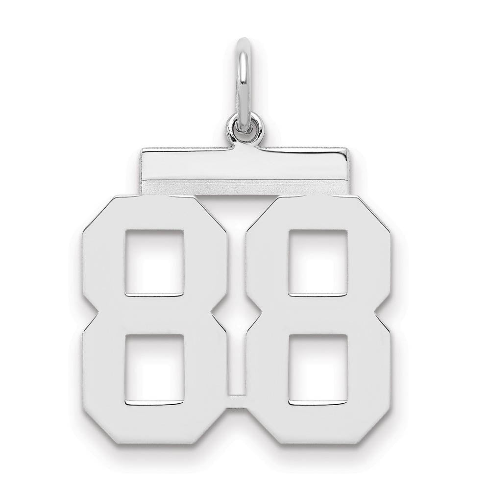 Sterling Silver, Athletic Collection Medium Polished Number 88 Pendant, Item P14042-88 by The Black Bow Jewelry Co.