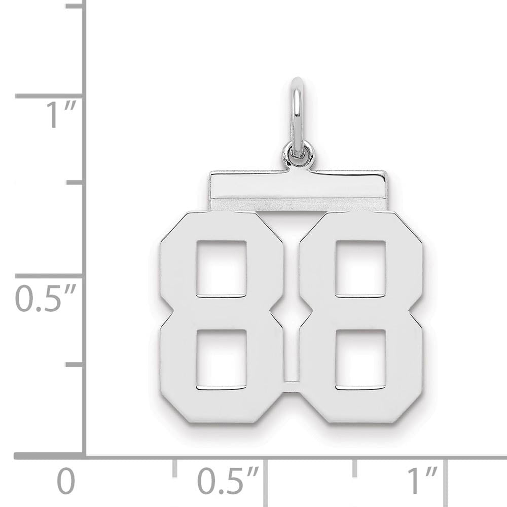 Alternate view of the Sterling Silver, Athletic Collection Medium Polished Number 88 Pendant by The Black Bow Jewelry Co.