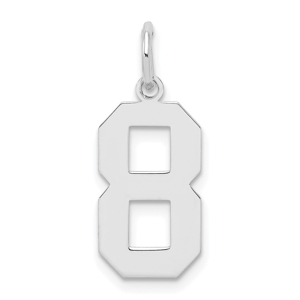 Sterling Silver, Athletic Collection Medium Polished Number 8 Pendant, Item P14042-8 by The Black Bow Jewelry Co.