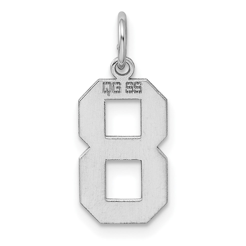 Alternate view of the Sterling Silver, Athletic Collection Medium Polished Number 8 Pendant by The Black Bow Jewelry Co.