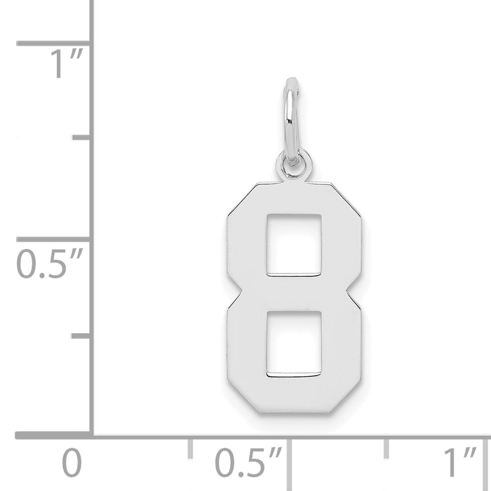 Alternate view of the Sterling Silver, Athletic Collection Medium Polished Number 8 Pendant by The Black Bow Jewelry Co.