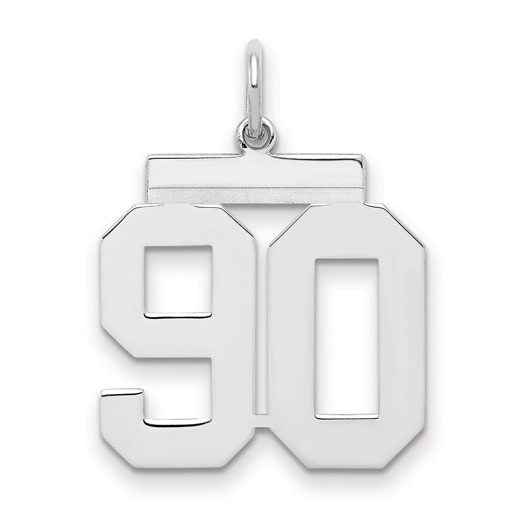 Sterling Silver, Athletic Collection Medium Polished Number 90 Pendant, Item P14042-90 by The Black Bow Jewelry Co.