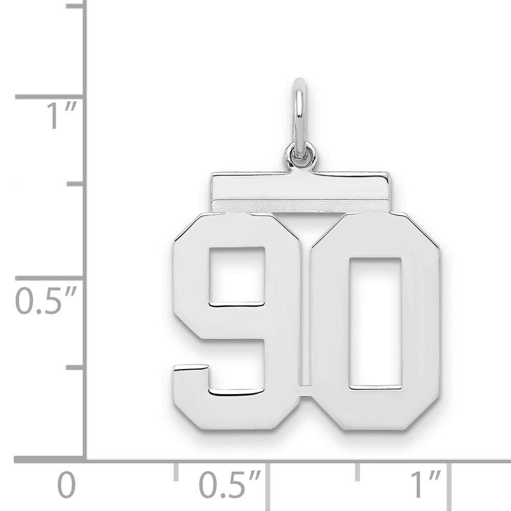 Alternate view of the Sterling Silver, Athletic Collection Medium Polished Number 90 Pendant by The Black Bow Jewelry Co.