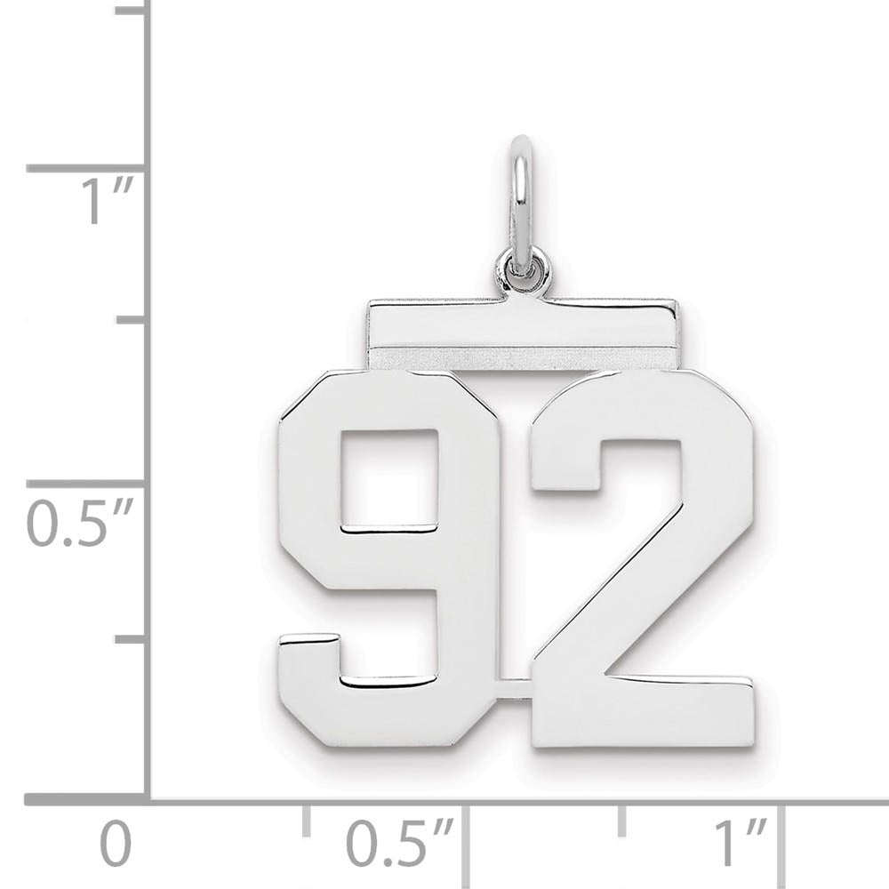 Alternate view of the Sterling Silver, Athletic Collection Medium Polished Number 92 Pendant by The Black Bow Jewelry Co.