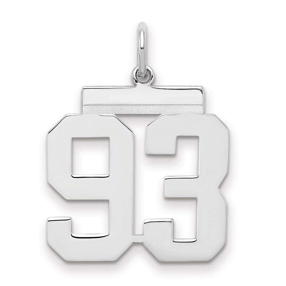 Sterling Silver, Athletic Collection Medium Polished Number 93 Pendant, Item P14042-93 by The Black Bow Jewelry Co.
