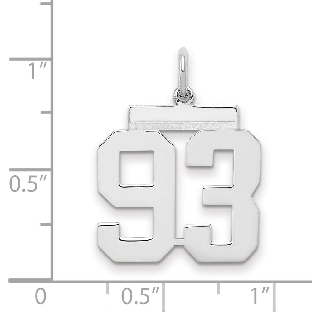 Alternate view of the Sterling Silver, Athletic Collection Medium Polished Number 93 Pendant by The Black Bow Jewelry Co.