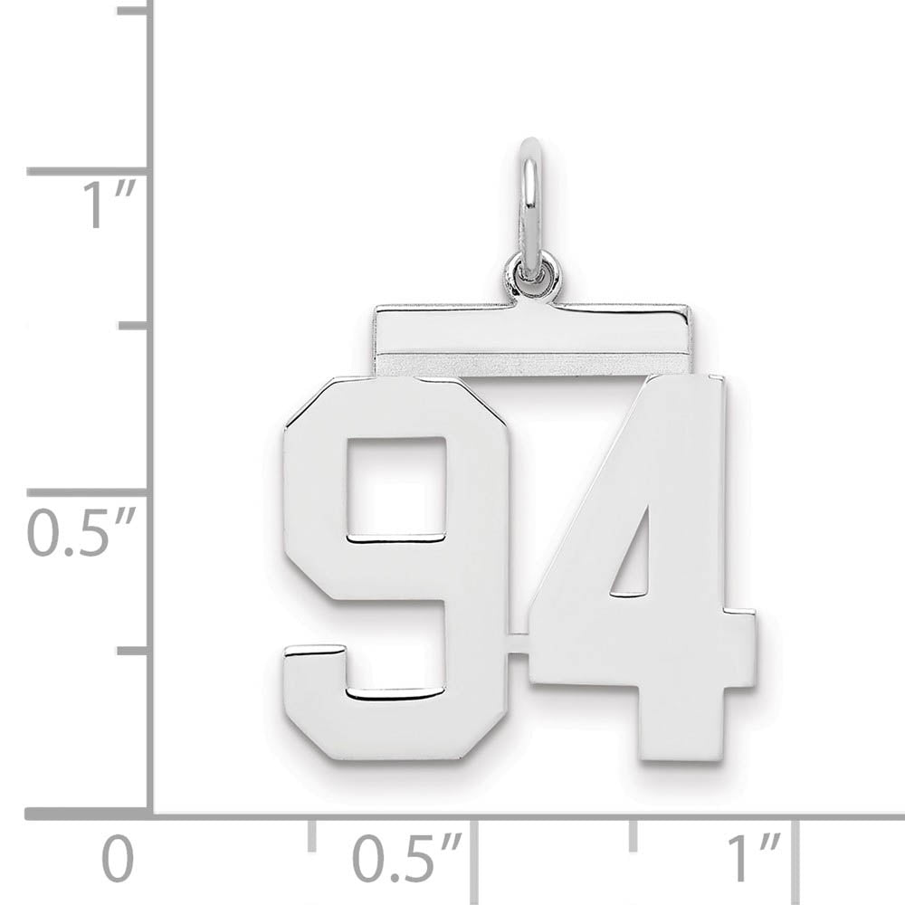 Alternate view of the Sterling Silver, Athletic Collection Medium Polished Number 94 Pendant by The Black Bow Jewelry Co.