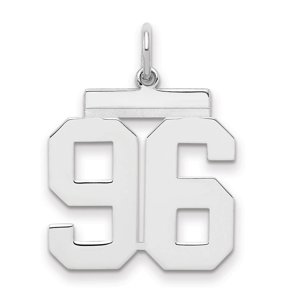 Sterling Silver, Athletic Collection Medium Polished Number 96 Pendant, Item P14042-96 by The Black Bow Jewelry Co.