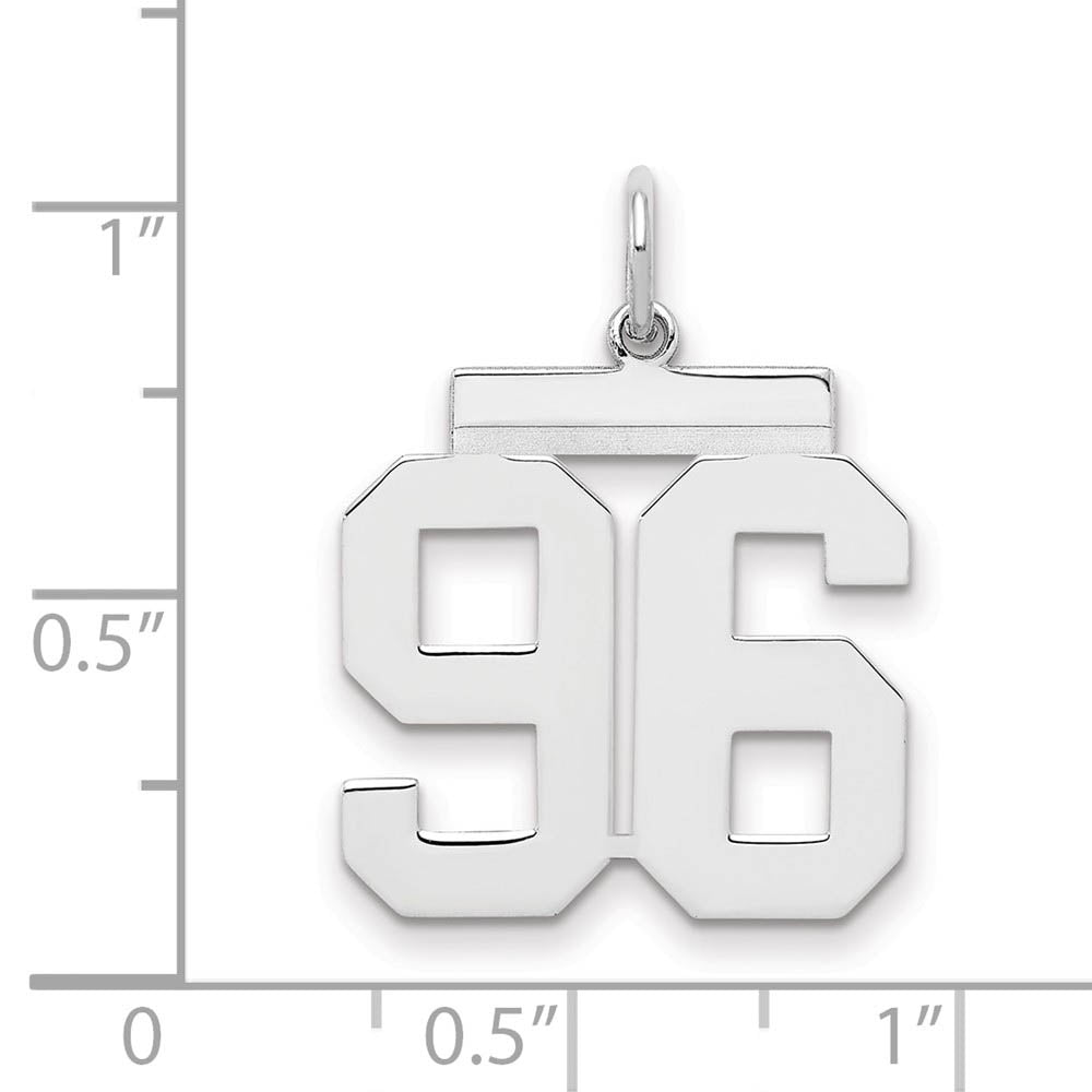 Alternate view of the Sterling Silver, Athletic Collection Medium Polished Number 96 Pendant by The Black Bow Jewelry Co.