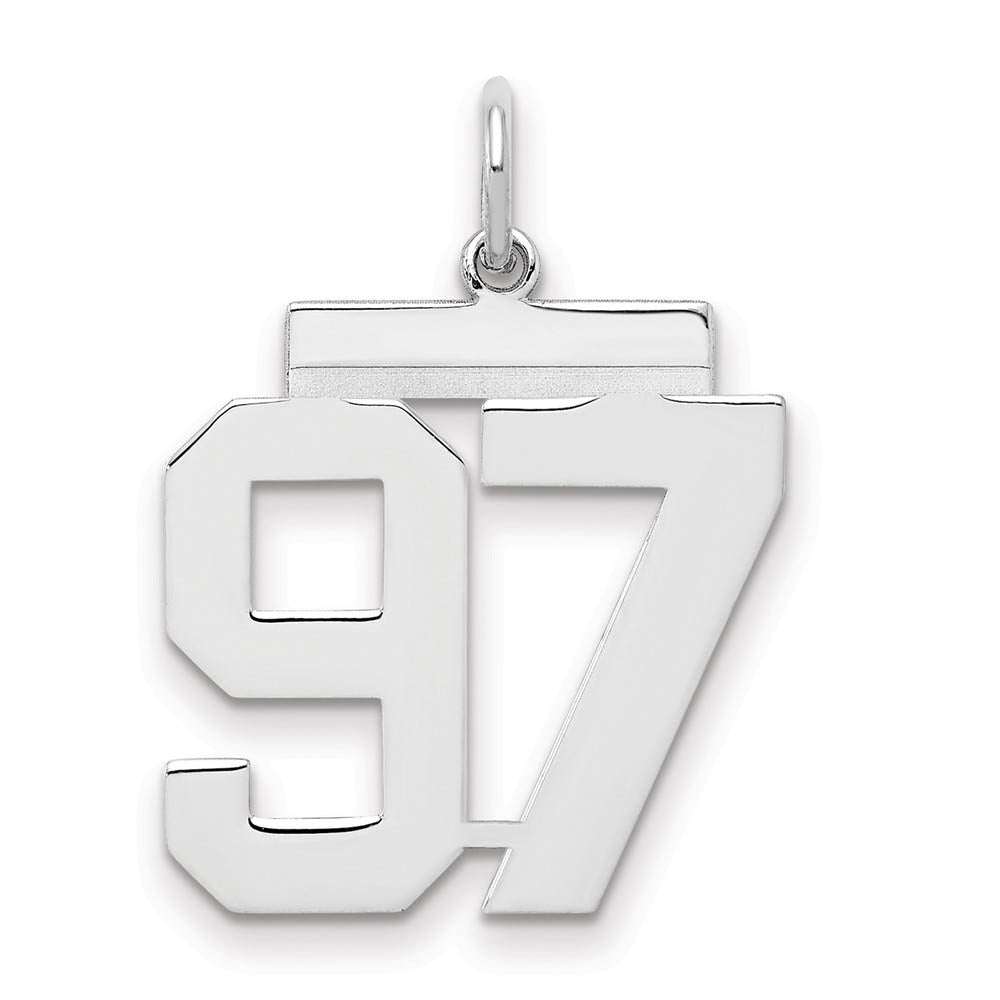 Sterling Silver, Athletic Collection Medium Polished Number 97 Pendant, Item P14042-97 by The Black Bow Jewelry Co.