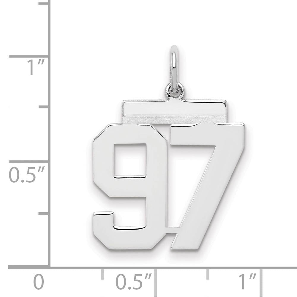 Alternate view of the Sterling Silver, Athletic Collection Medium Polished Number 97 Pendant by The Black Bow Jewelry Co.