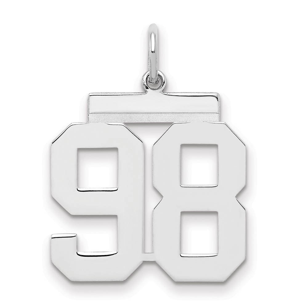 Sterling Silver, Athletic Collection Medium Polished Number 98 Pendant, Item P14042-98 by The Black Bow Jewelry Co.