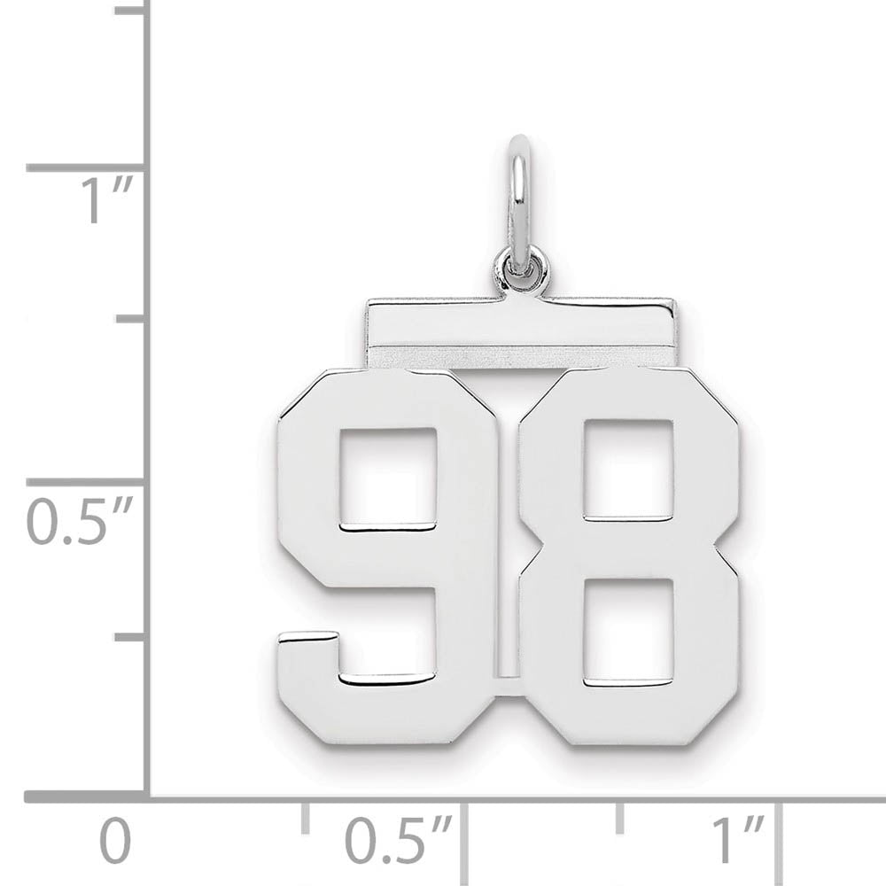 Alternate view of the Sterling Silver, Athletic Collection Medium Polished Number 98 Pendant by The Black Bow Jewelry Co.