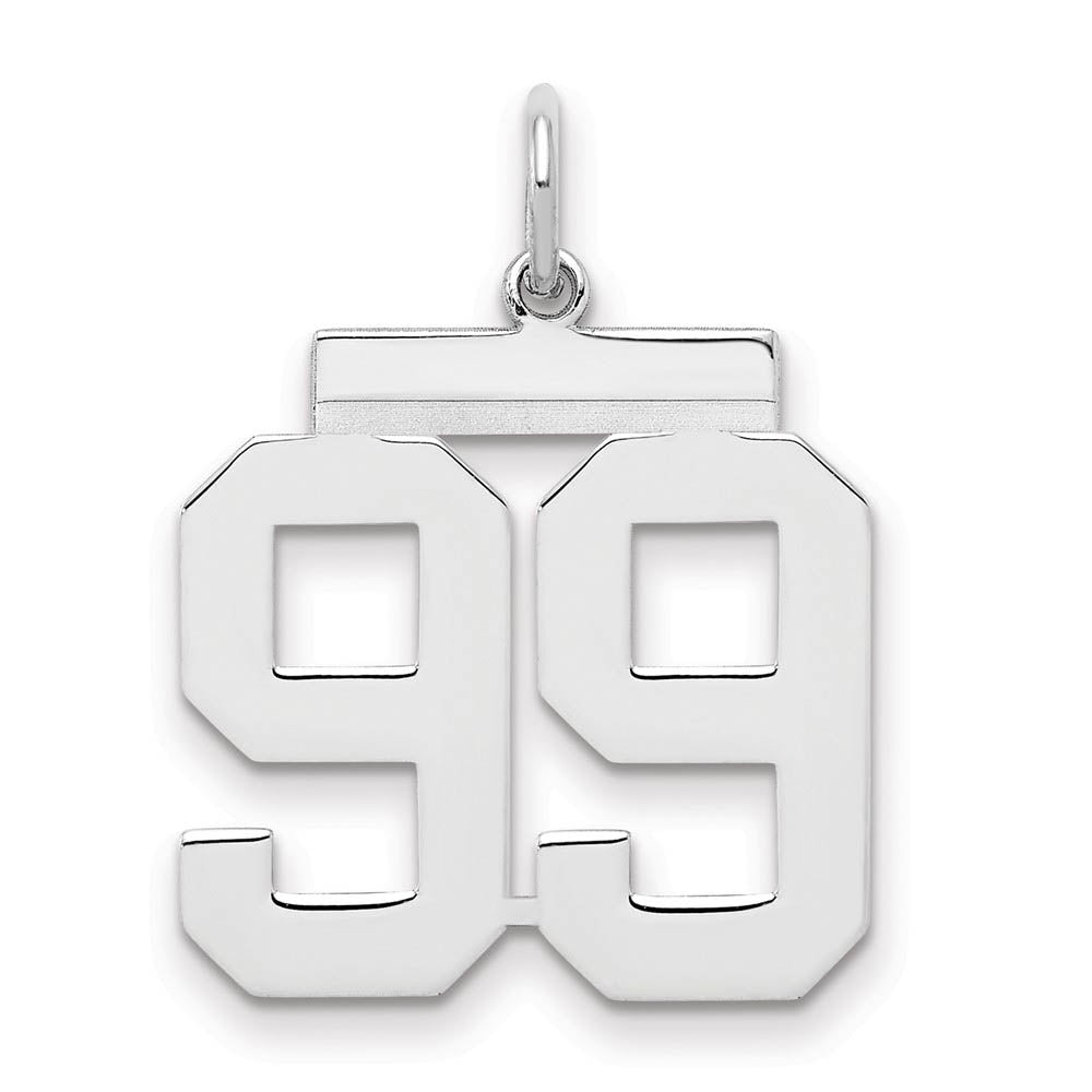 Sterling Silver, Athletic Collection Medium Polished Number 99 Pendant, Item P14042-99 by The Black Bow Jewelry Co.