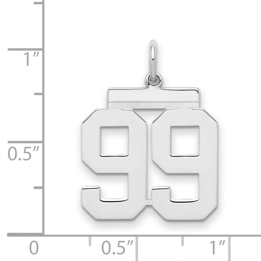 Alternate view of the Sterling Silver, Athletic Collection Medium Polished Number 99 Pendant by The Black Bow Jewelry Co.
