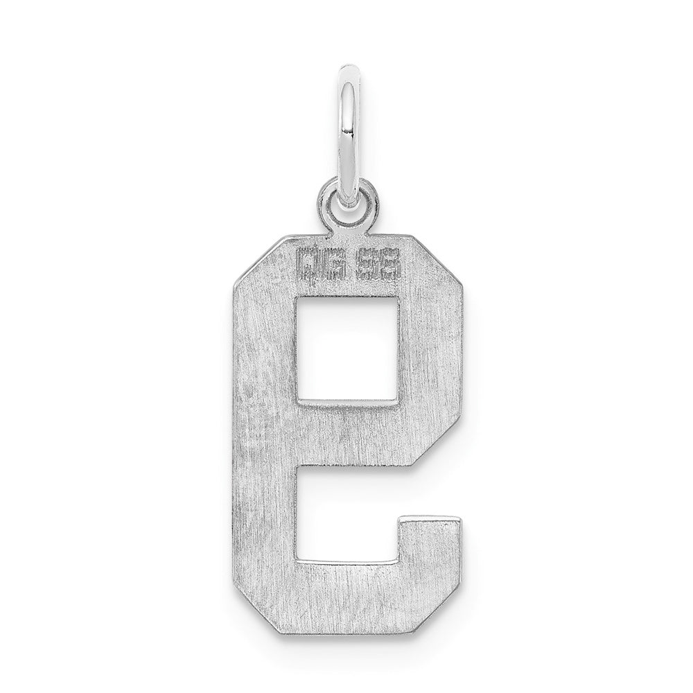 Alternate view of the Sterling Silver, Athletic Collection Medium Polished Number 9 Pendant by The Black Bow Jewelry Co.