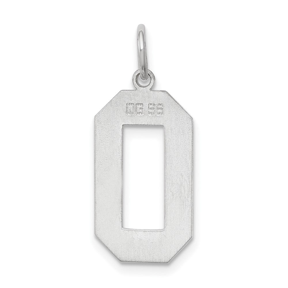 Alternate view of the Sterling Silver, Athletic Collection, Large Polished Number 0 Pendant by The Black Bow Jewelry Co.