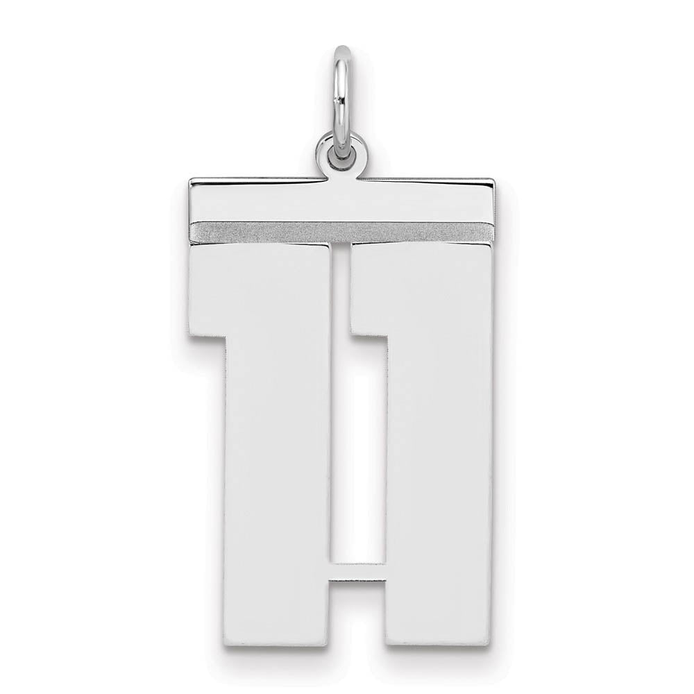 Sterling Silver, Athletic Collection, Large Polished Number 11 Pendant, Item P14043-11 by The Black Bow Jewelry Co.
