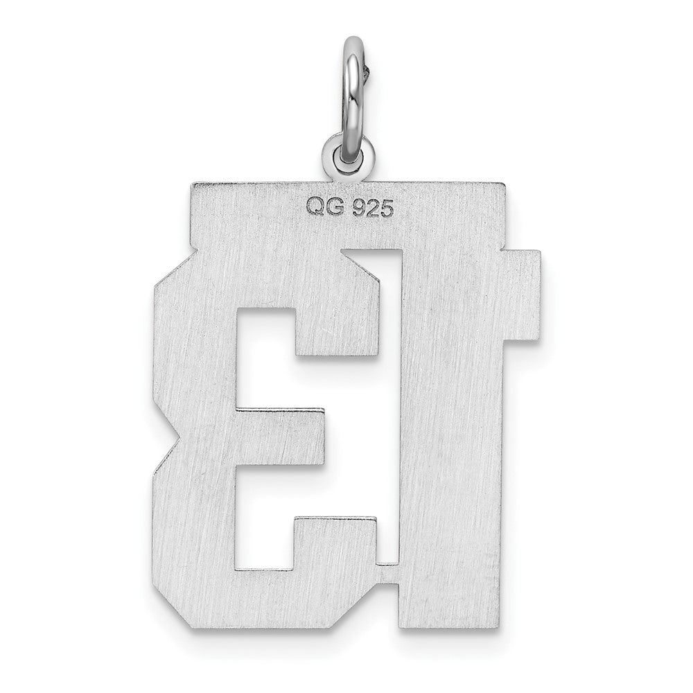 Alternate view of the Sterling Silver, Athletic Collection, Large Polished Number 13 Pendant by The Black Bow Jewelry Co.