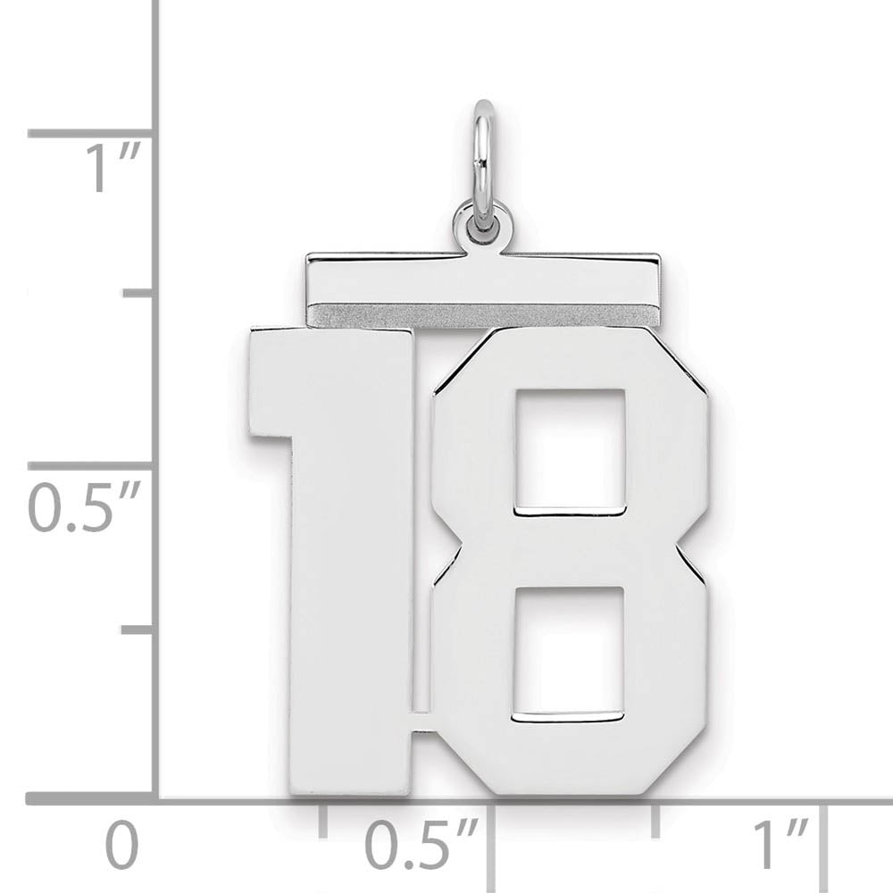 Alternate view of the Sterling Silver, Athletic Collection, Large Polished Number 18 Pendant by The Black Bow Jewelry Co.