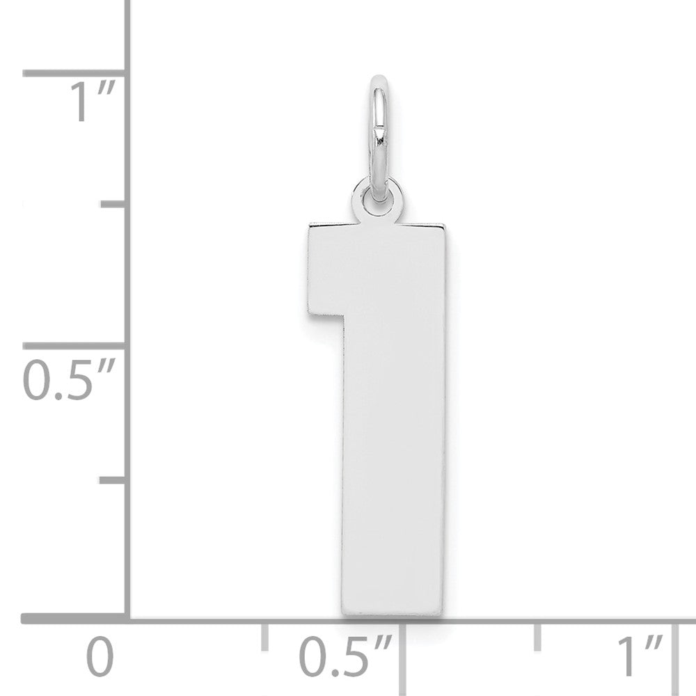 Alternate view of the Sterling Silver, Athletic Collection, Large Polished Number 1 Pendant by The Black Bow Jewelry Co.