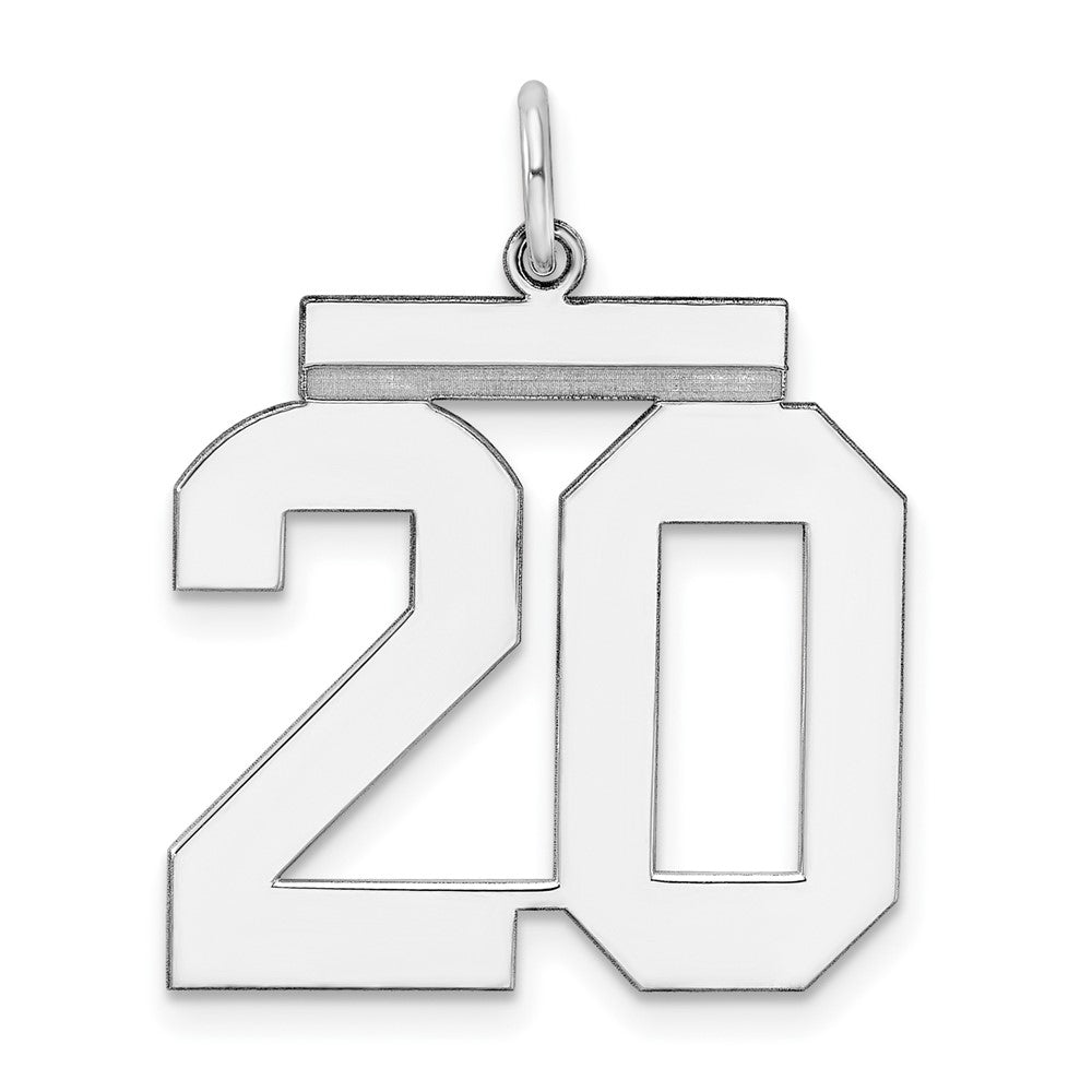 Sterling Silver, Athletic Collection, Large Polished Number 20 Pendant, Item P14043-20 by The Black Bow Jewelry Co.