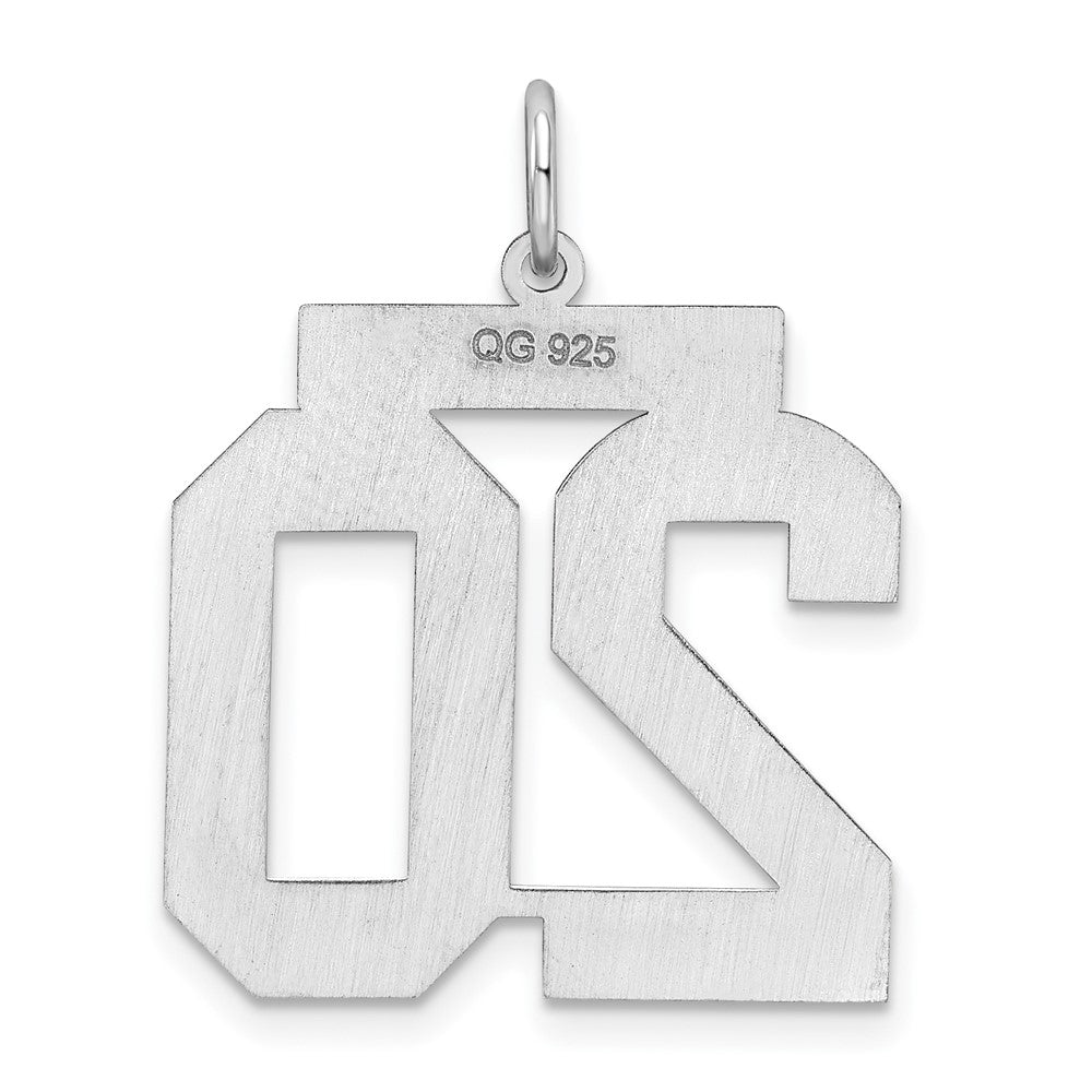 Alternate view of the Sterling Silver, Athletic Collection, Large Polished Number 20 Pendant by The Black Bow Jewelry Co.
