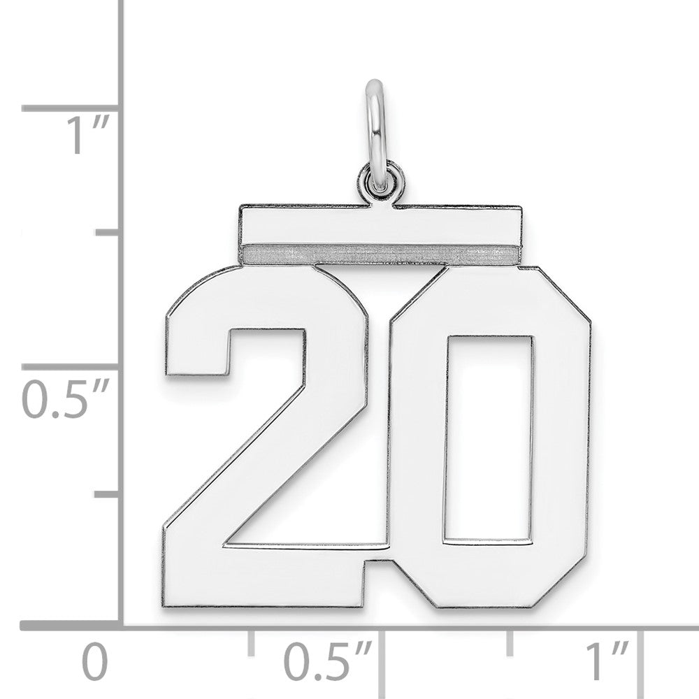 Alternate view of the Sterling Silver, Athletic Collection, Large Polished Number 20 Pendant by The Black Bow Jewelry Co.