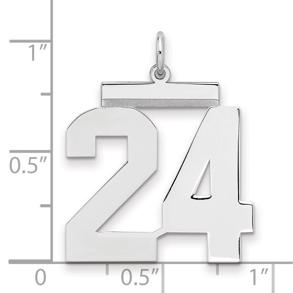 Alternate view of the Sterling Silver, Athletic Collection, Large Polished Number 24 Pendant by The Black Bow Jewelry Co.