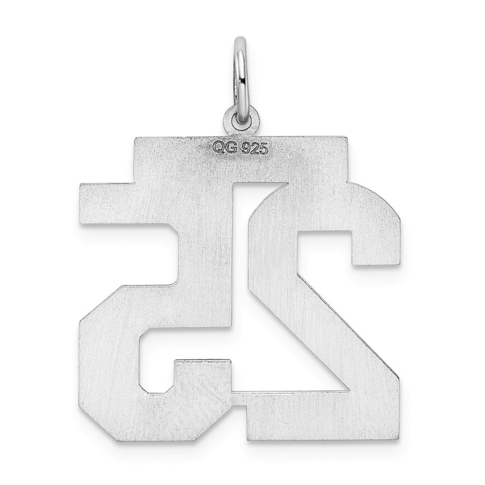 Alternate view of the Sterling Silver, Athletic Collection, Large Polished Number 25 Pendant by The Black Bow Jewelry Co.