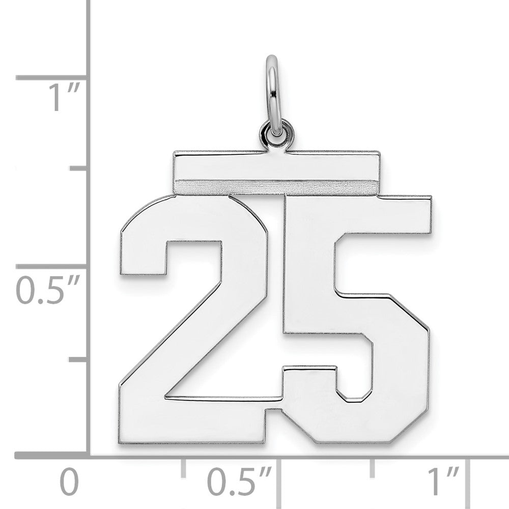Alternate view of the Sterling Silver, Athletic Collection, Large Polished Number 25 Pendant by The Black Bow Jewelry Co.