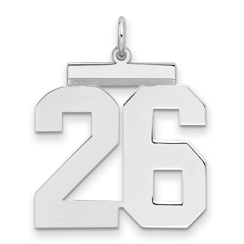 Sterling Silver, Athletic Collection, Large Polished Number 26 Pendant, Item P14043-26 by The Black Bow Jewelry Co.