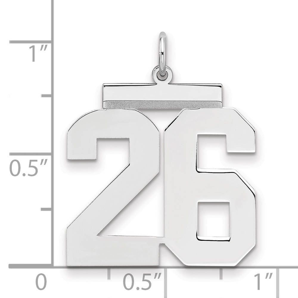 Alternate view of the Sterling Silver, Athletic Collection, Large Polished Number 26 Pendant by The Black Bow Jewelry Co.
