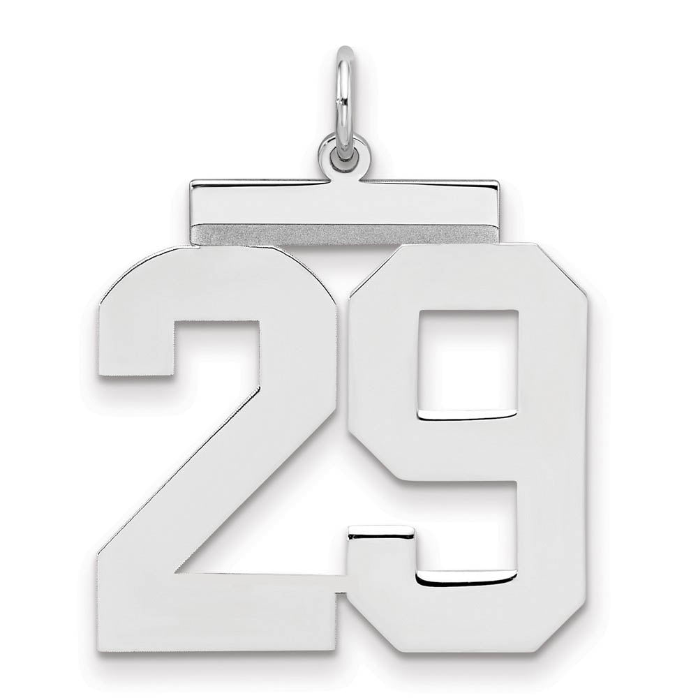 Sterling Silver, Athletic Collection, Large Polished Number 29 Pendant, Item P14043-29 by The Black Bow Jewelry Co.