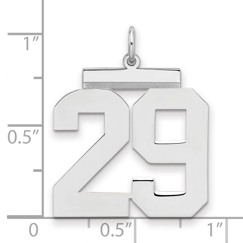 Alternate view of the Sterling Silver, Athletic Collection, Large Polished Number 29 Pendant by The Black Bow Jewelry Co.