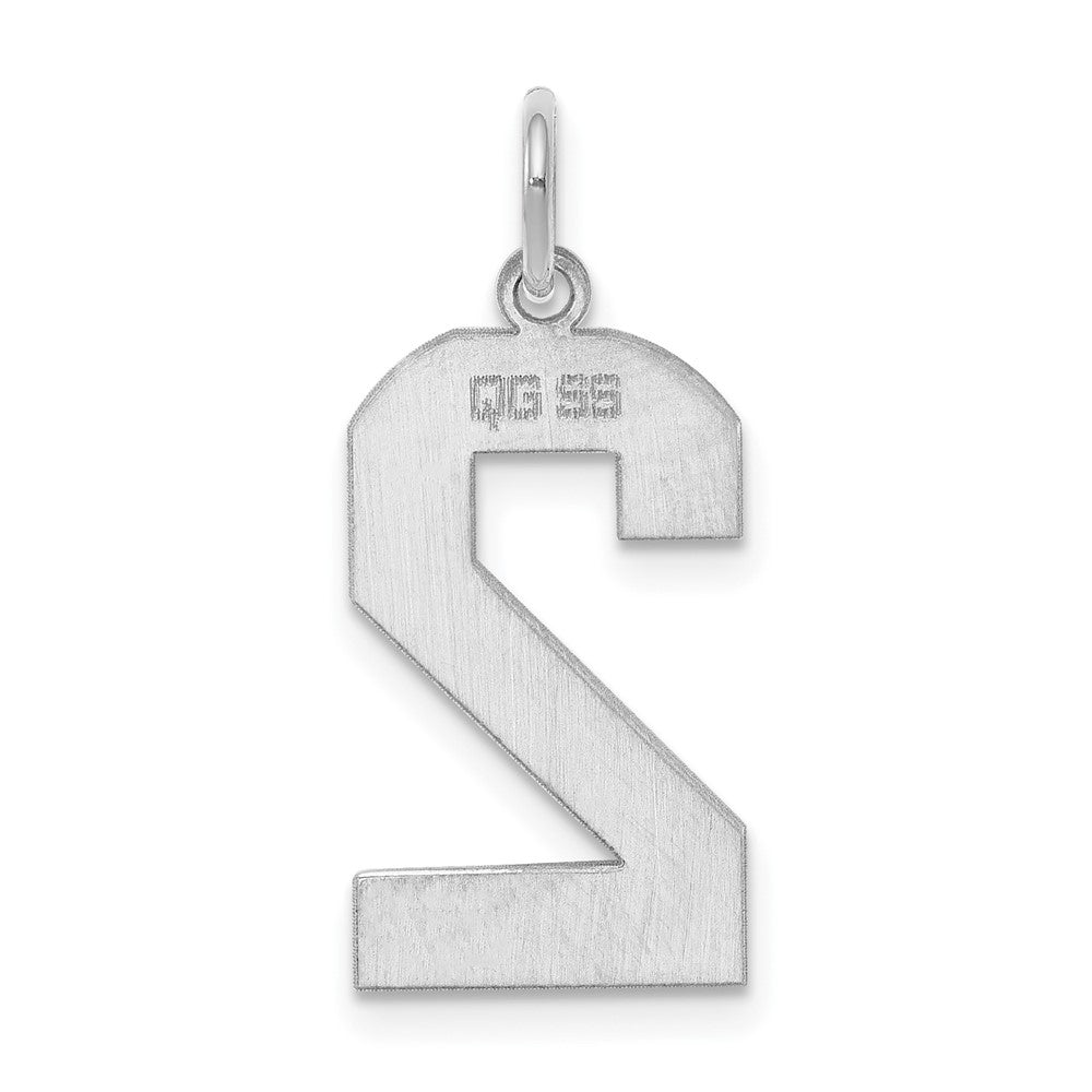 Alternate view of the Sterling Silver, Athletic Collection, Large Polished Number 2 Pendant by The Black Bow Jewelry Co.